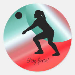 Sticker Rond Joueuse de volley-ball de plage