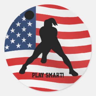 Sticker Rond Joueuse de volley-ball USA Journée indépendante
