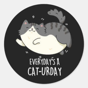 Sticker Rond Jour après jour, un chat-jour amusant jeu de chats