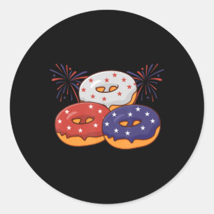 Sticker Rond Jour commémoratif Patriotique American Donut 4 jui