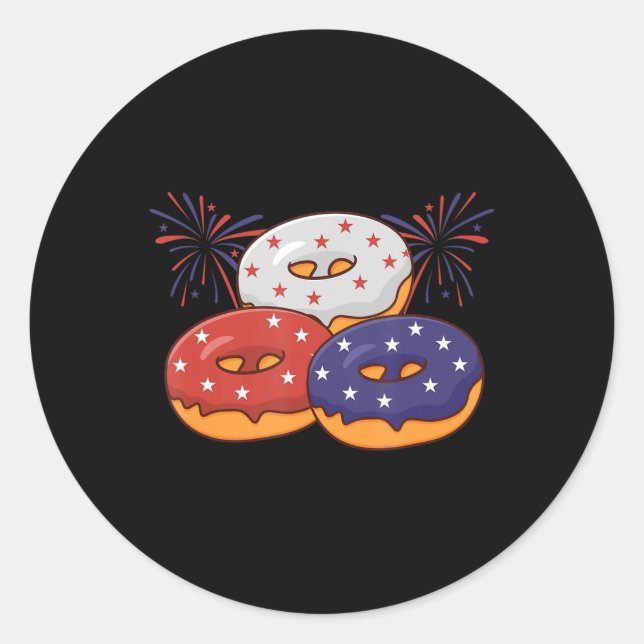 Sticker Rond Jour commémoratif Patriotique American Donut 4 jui (Devant)