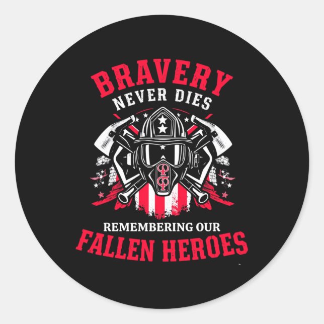 Sticker Rond Jour commémoratif Pompiers Hommes Long Sleeve (Devant)