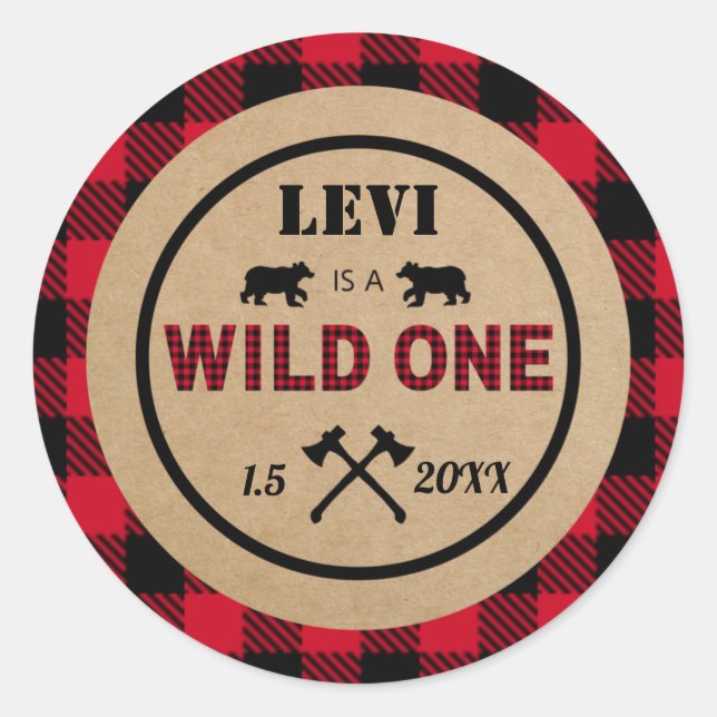 Sticker Rond Jour d'anniversaire de la bûcheronnette, une préfé (Devant)