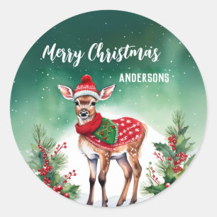 Sticker Rond Jour d'anniversaire de Noël à Père Noël