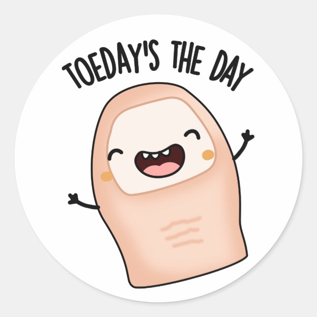 Sticker Rond Jour d'aujourd'hui Le Jour Drôle Jeu d'orteils (Devant)