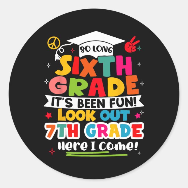 Sticker Rond Jour De 6E Année Diplômée Garçons Filles Ki (Devant)