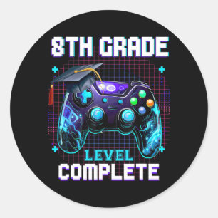 Sticker Rond Jour De 8e Année Niveau Terminé Graduation Lui Gar