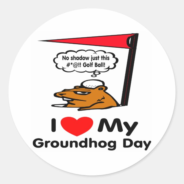 Sticker Rond Jour de Groundhog (Devant)