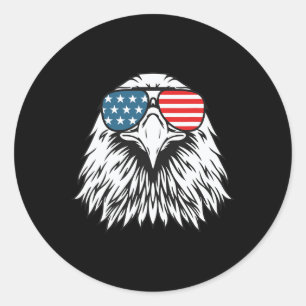 Sticker Rond Jour de Juillet American Bald Eagle Drapeau - Fête
