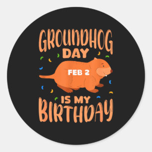 Sticker Rond Jour de la marmotte est mon anniversaire 2 février