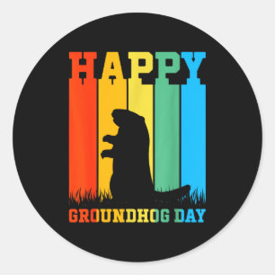 Sticker Rond Jour de la marmotte heureux amateur d'animaux Febr