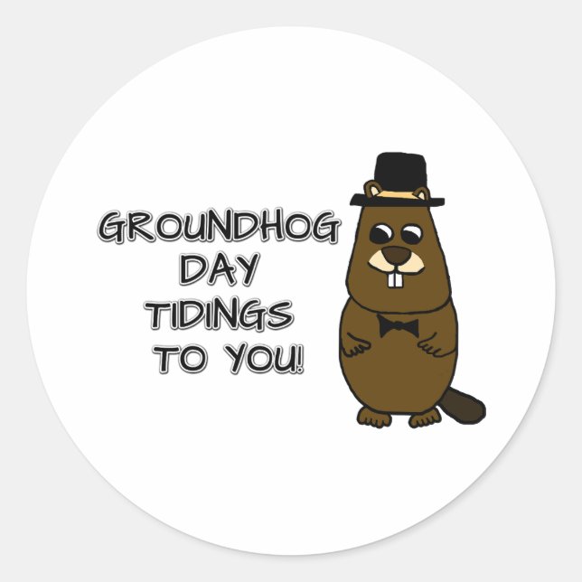Sticker Rond Jour de la marmotte vous annonce ! (Devant)