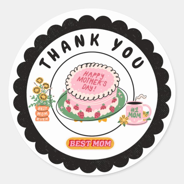 Sticker Rond Jour de la mère heureuse (Devant)