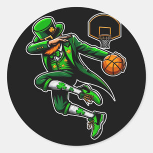 Sticker Rond Jour de la Saint Patrick Dabbing Leprechaun Garçon