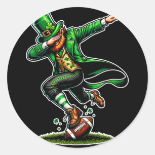 Sticker Rond Jour de la Saint Patrick Dabbing Leprechaun Garçon