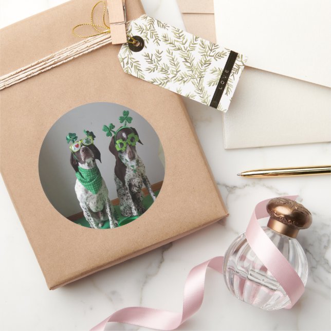 Sticker Rond Jour de la Saint Patrick Dogs Party Round (Cadeaux)