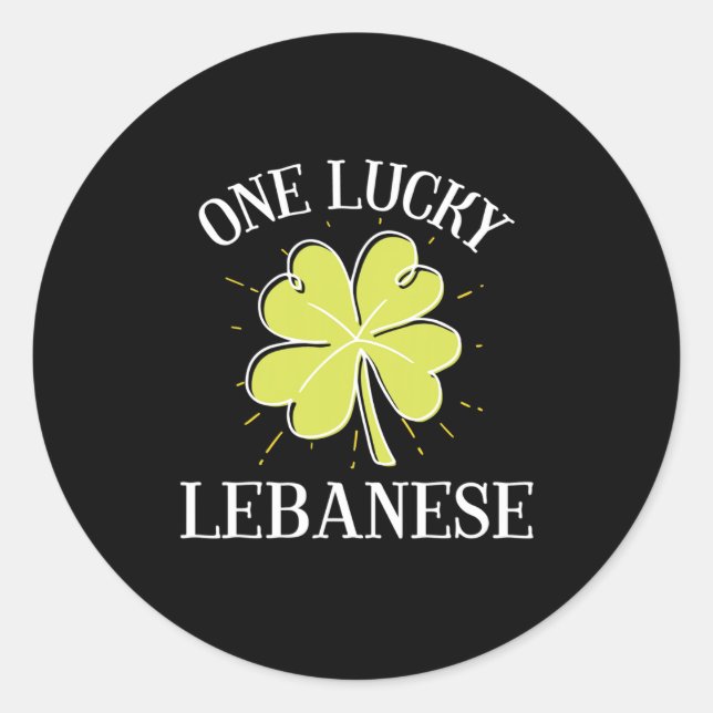 Sticker Rond Jour de la Saint Patrick Lucky cadeau libanais (Devant)