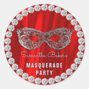 Sticker Rond Jour de l'anniversaire de la mascarade de diamants