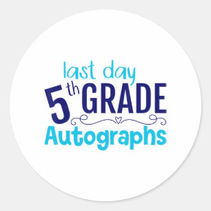 Sticker Rond Jour de l'école Autographe 5e année élève