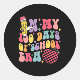 Sticker Rond Jour De L'École Enseignant Enfant Dans Mes 100 Jou