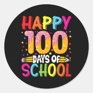Sticker Rond Jour De L'École Enseignants Enfants Joyeux 100 Jou