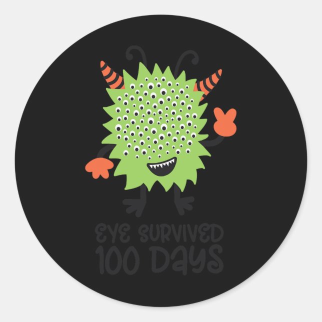 Sticker Rond Jour De L'École Monster Garçons Enfants Oeil Survé (Devant)