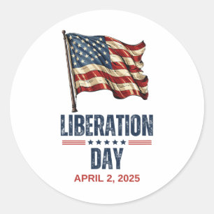 Sticker Rond Jour de libération du drapeau patriotique américai