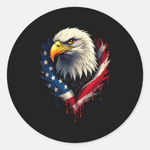 Sticker Rond Jour de l'indépendance de l'aigle à drapeau améric