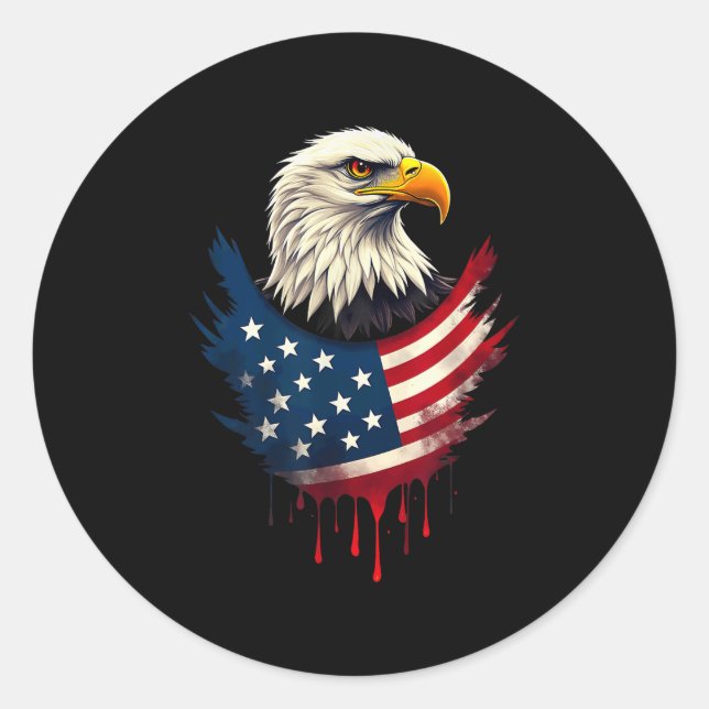 Sticker Rond Jour de l'indépendance de l'aigle à drapeau améric (Devant)
