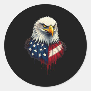 Sticker Rond Jour de l'indépendance de l'aigle à drapeau améric