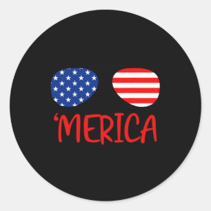 Sticker Rond Jour de l'indépendance de l'Amérique 4 juillet Dra