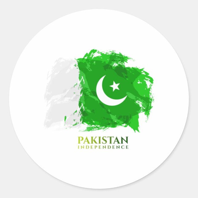 Sticker Rond Jour de l'indépendance du Drapeau du Pakistan (Devant)