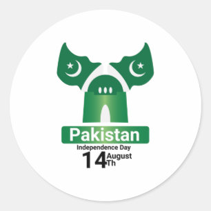Sticker Rond Jour de l'indépendance du Pakistan Drapeau du Paki