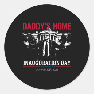 Sticker Rond Jour de l'investiture 2025 Le président Donald Tru