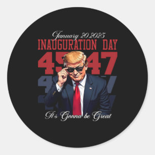 Sticker Rond Jour de l'investiture 2025 Le président Donald Tru