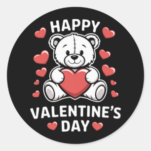 Sticker Rond Jour de l'ours Heureuse Sainte-Valentin
