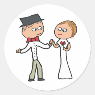 Sticker Rond Jour de mariage de mariée et de chambre