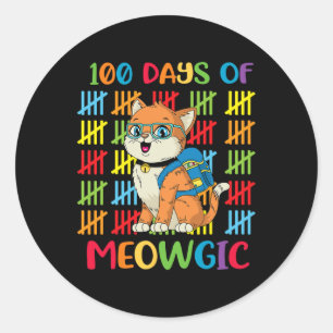 Sticker Rond Jour De Meowgic Chat École Garçons Enfants Cadeau