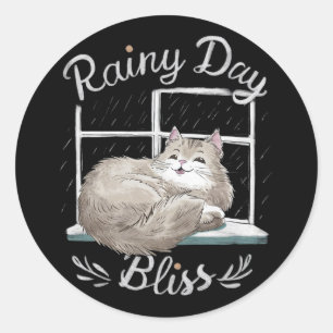 Sticker Rond Jour de pluie, Day Bliss a chats