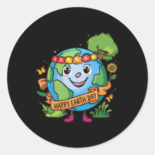 Sticker Rond Jour de sensibilisation à la planète Terre Joyeux 