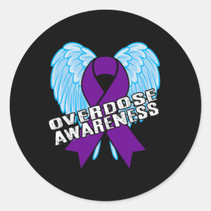 Sticker Rond Jour de sensibilisation aux surdoses Ange contre l