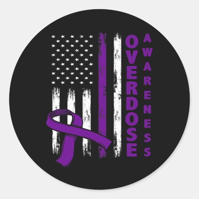 Sticker Rond Jour de sensibilisation Usa American Flag Surdose (Devant)