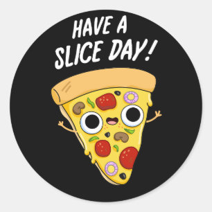 Sticker Rond Jour De Tranches Drôle Pizza Pun Dark BG