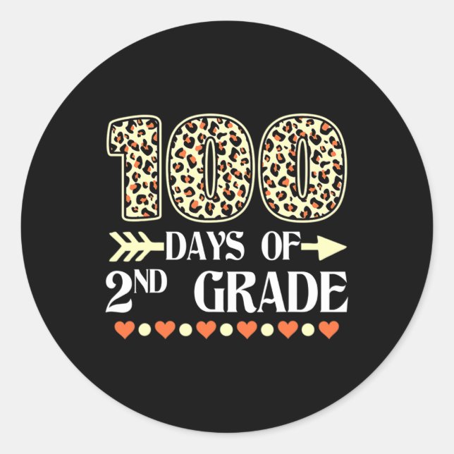 Sticker Rond Jour D'Enseignants De 2E Année 100 Jours De Leopa (Devant)