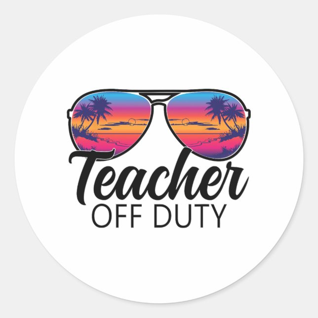 Sticker Rond Jour Dernier De L'École Pour Enseignant (Devant)