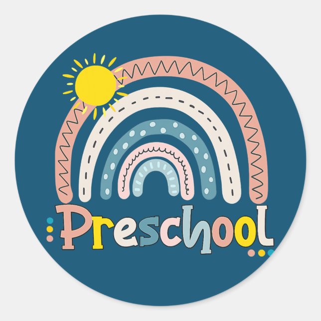 Sticker Rond Jour Dernier de l'élève de l'école maternelle Boho (Devant)