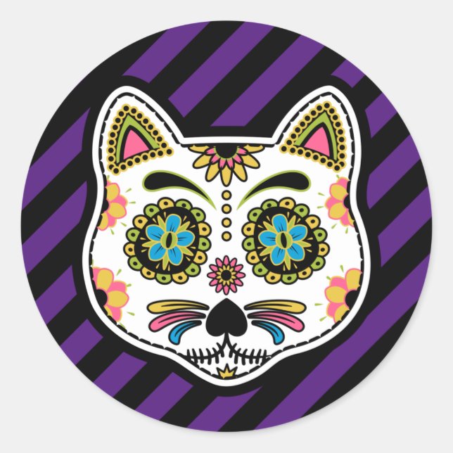 Sticker Rond Jour des Chats Morts Crâne à sucre (Devant)