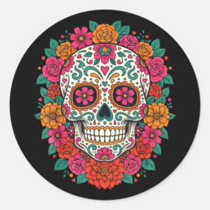 Sticker Rond Jour Des Crânes de Sucre Floraux de l'Agence Gouve