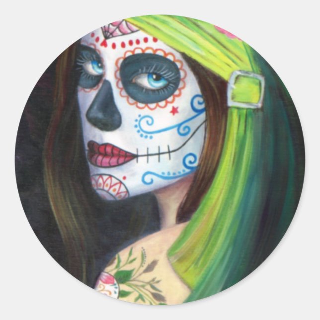 Sticker Rond Jour des morts par Lori Karels (Devant)