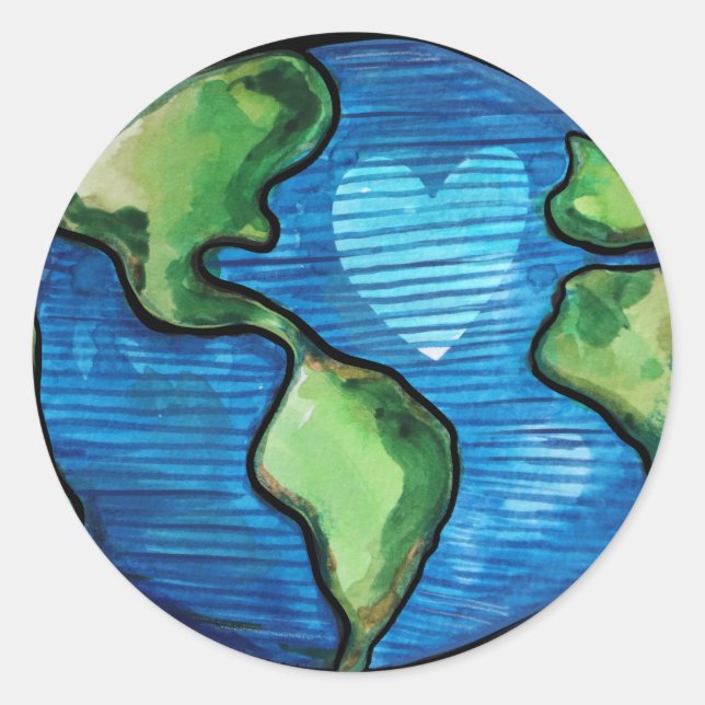 Sticker Rond Jour des terres Amour Mignonne Whimsical Terrain N (Devant)